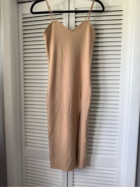 Forever 21 Nude Ribbed Spaghetti Strap Midi Dress
